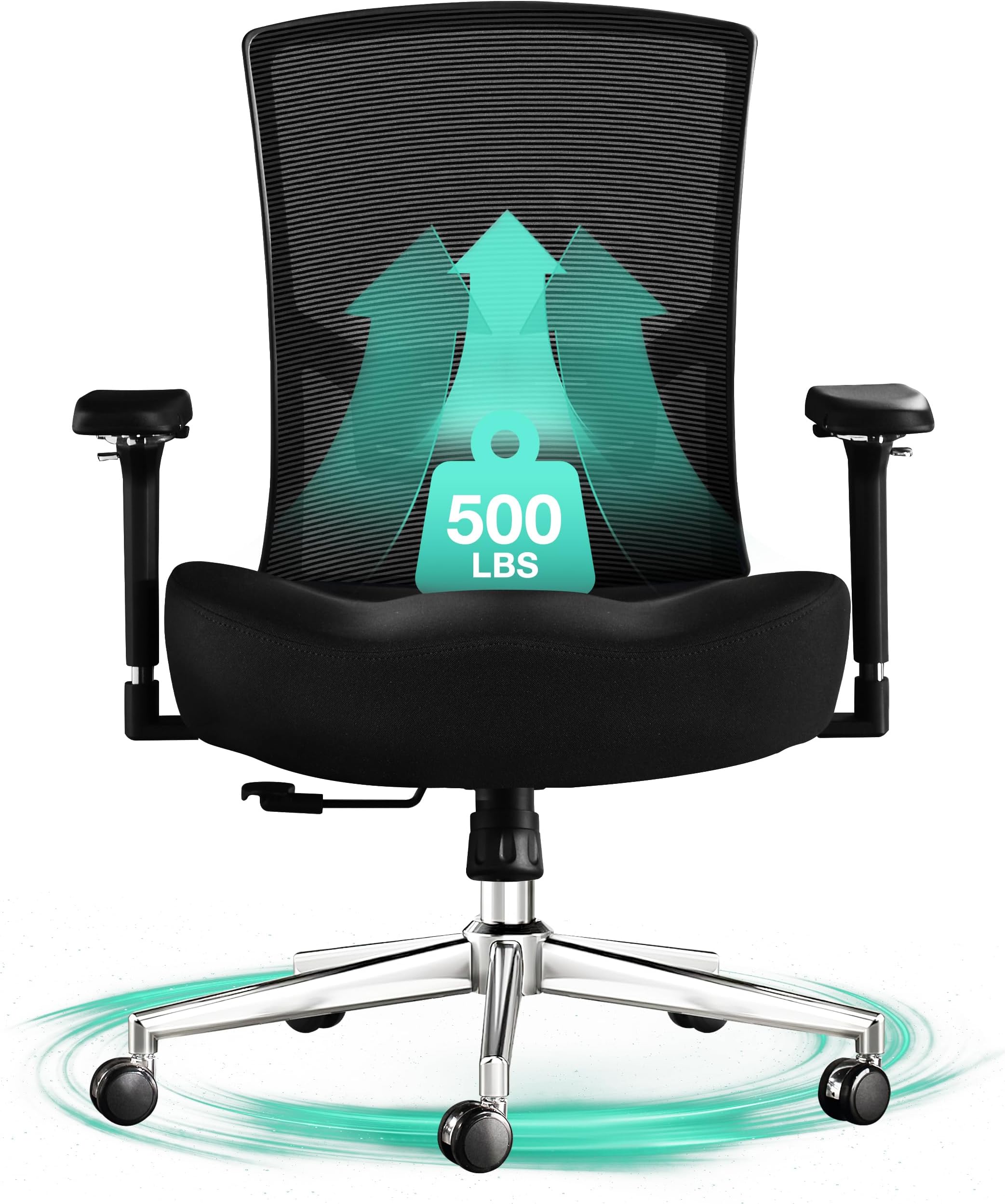 Big and Tall Office Chair 500lbs, Ergonomic Oversize Mesh Desk Chair for Heavy