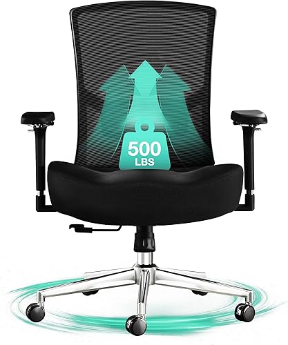 Silla de oficina grande y alta de 500 libras, silla de escritorio ergonómica de malla de gran tamaño para personas pesadas, silla de computadora de