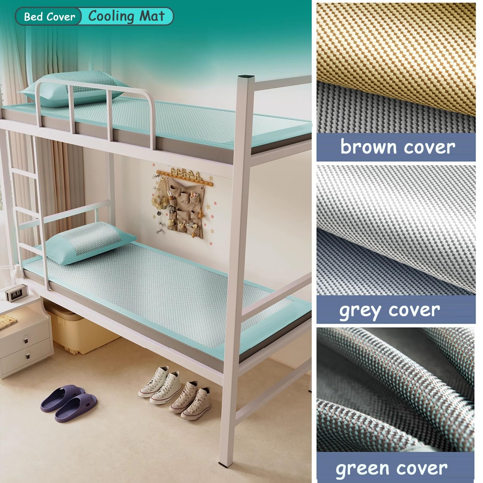 Summer Sleep mat Ice Silk Cooling pad Sleeping Cool Bed Cover with Pillowcase Cushion Folding Design Cooling Bed Sheet Air Conditioning Mattress Bedroom Essential(Gray,135cmx200cm)