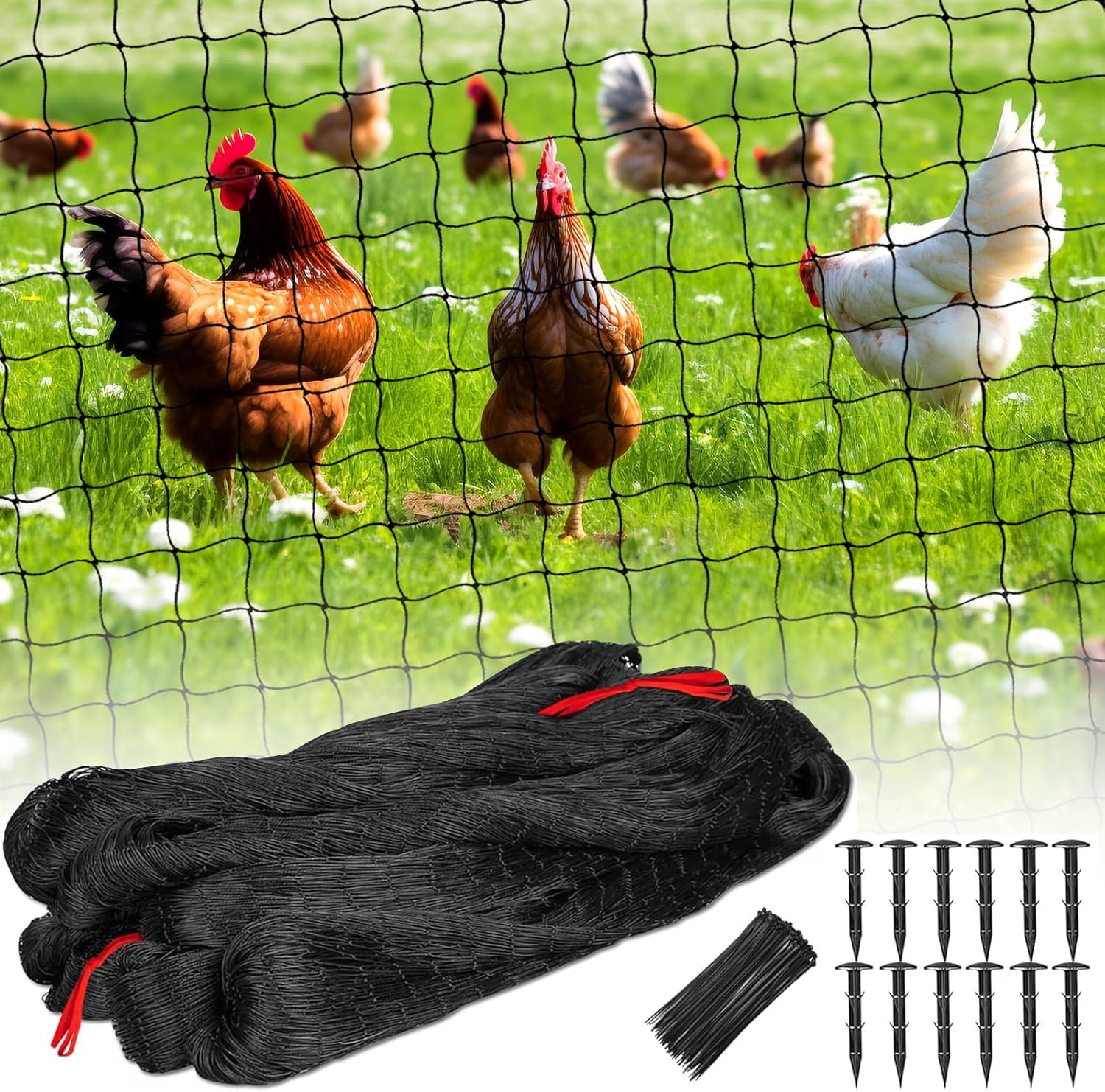 Filet de protection anti-oiseaux maille fine 8x8 m maillage 5 cm noir résistant aux intempéries UV
