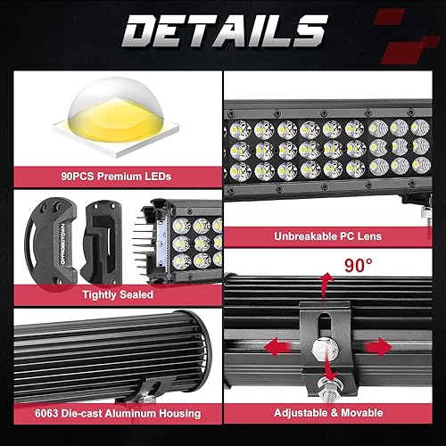 Miniatura 9 de OFFROADTOWN Barra de luz LED de 30 pulgadas, 270 W, haz combinado de haz de luz de triple fila, luz de conducción todoterreno para camión,