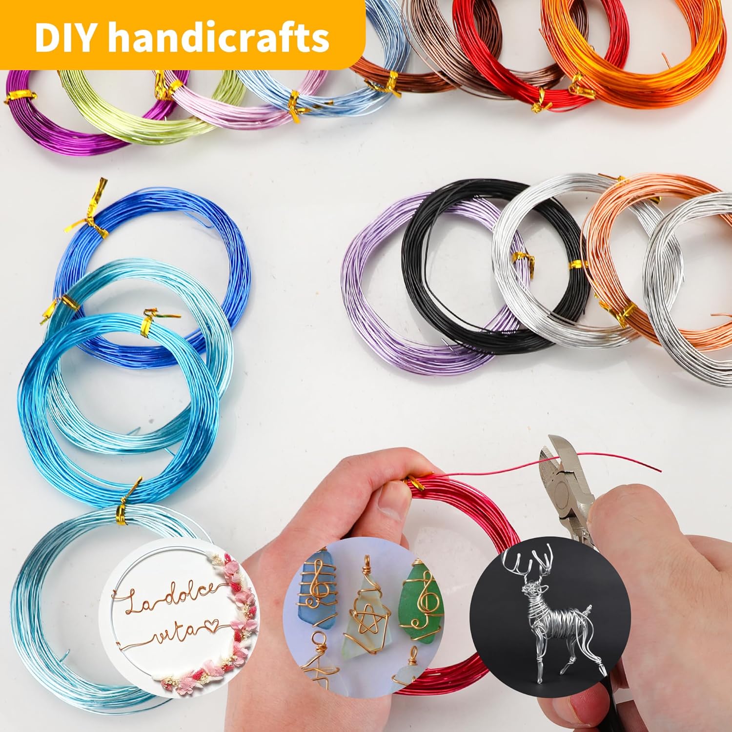 20 Rolls 196 Feet Colored Aluminum Craft Wire, 12 Gauge 2mm Flexible Aluminum Arts Crafts Wire for Jewelry Making Assorted Colored Craft Wire(20 Color) - Image 6