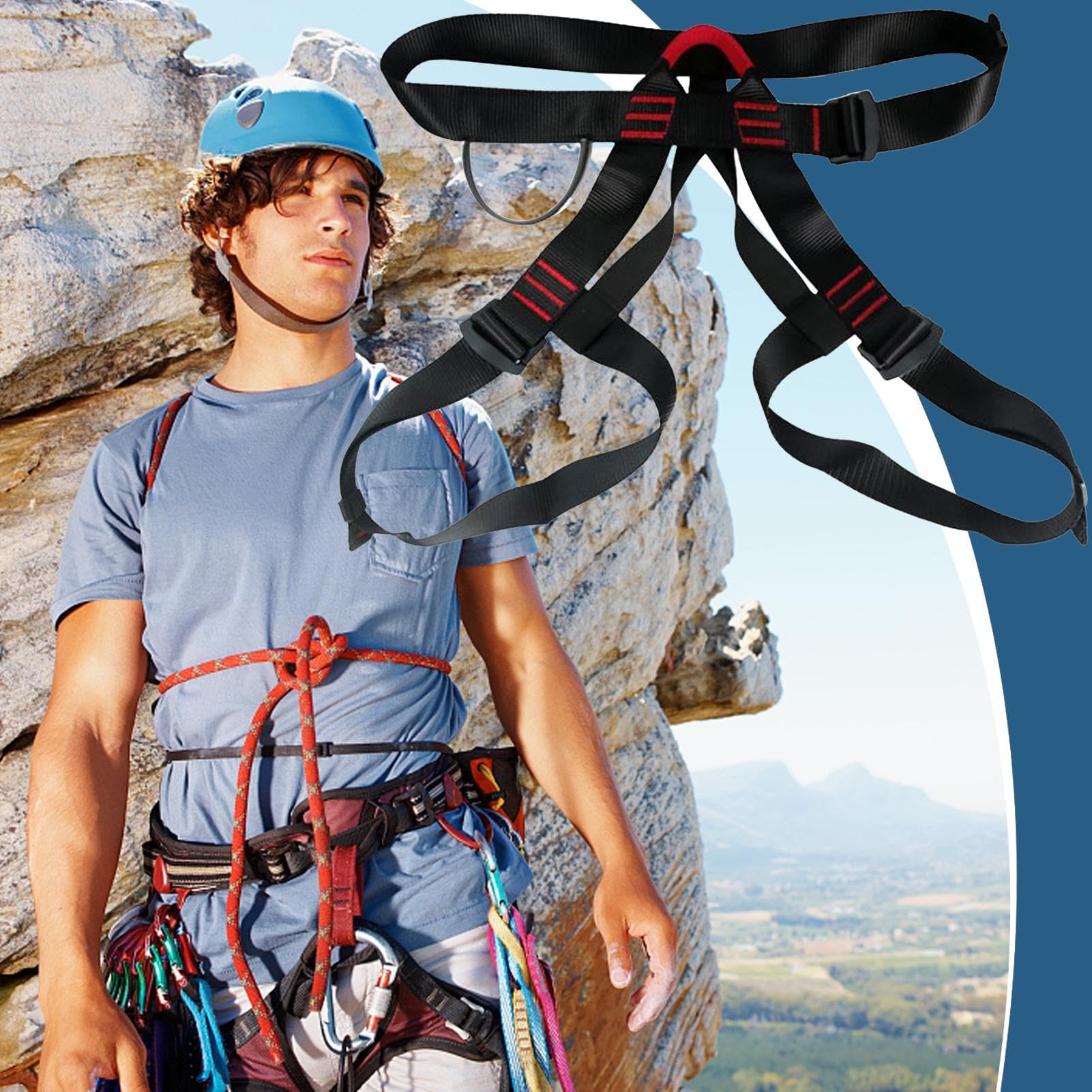 Arnés De Escalada Para Hombres | Arnés de Seguridad para Escalada de Medio Cuerpo,Equipo De Protección Reforzado Para Construcción, Rapel Y Montañismo