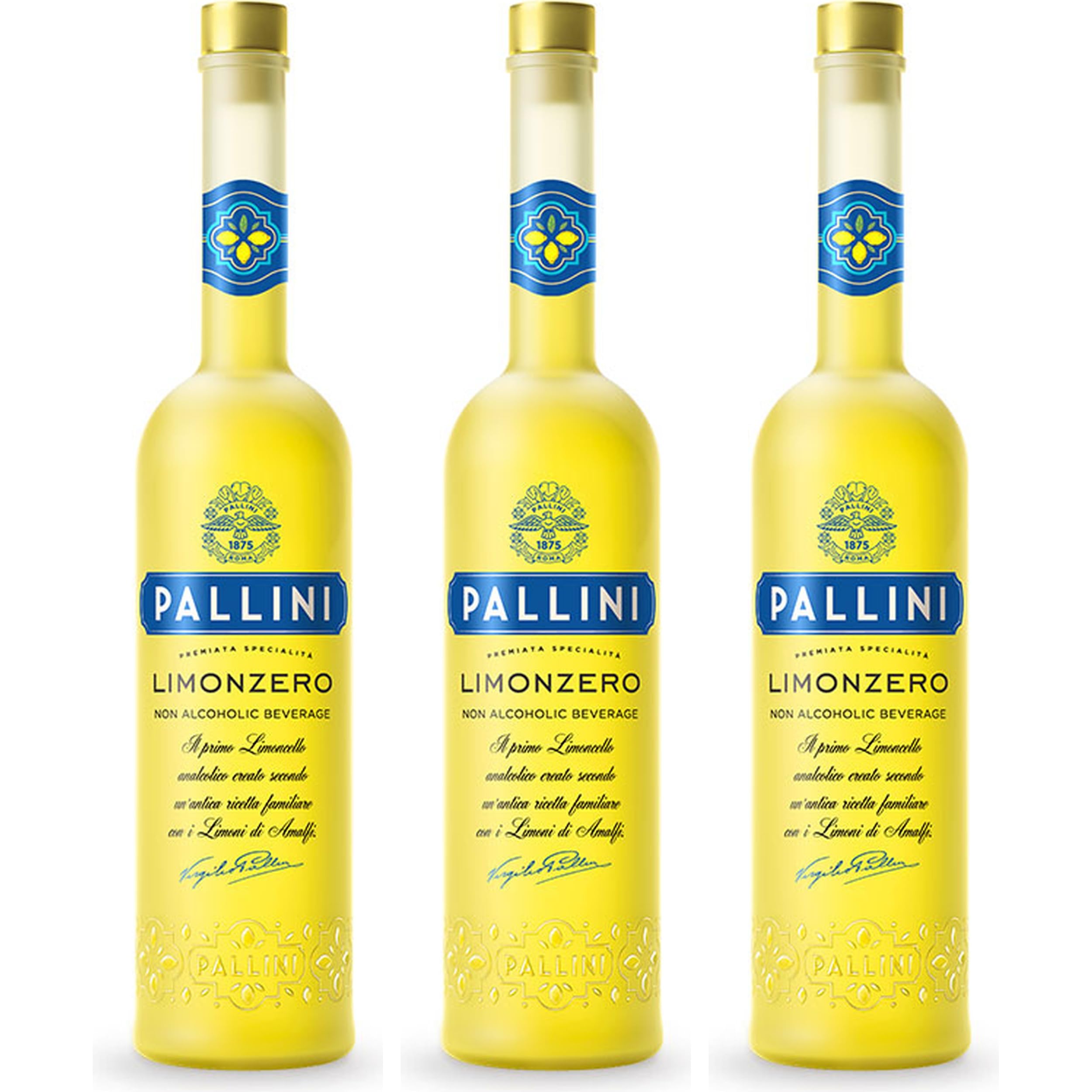 Pallini SpA Limonzero alkoholfrei Likör Italien inkl. FeinWert E-Book (3 x 0.5 l)