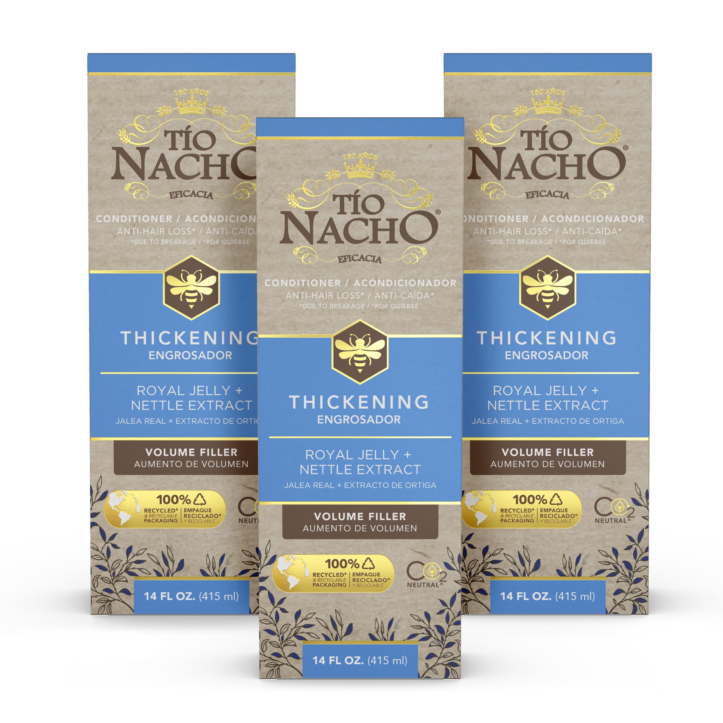 Tio Nacho Thickening Conditioner with Royal Jelly and Natural Extracts – Hair Loss Conditioner for Men and Women – Volumizing Formula for Fine, Thinning Hair, Paraben & Sulfate Free, 14 Fl Oz (3 Pack)