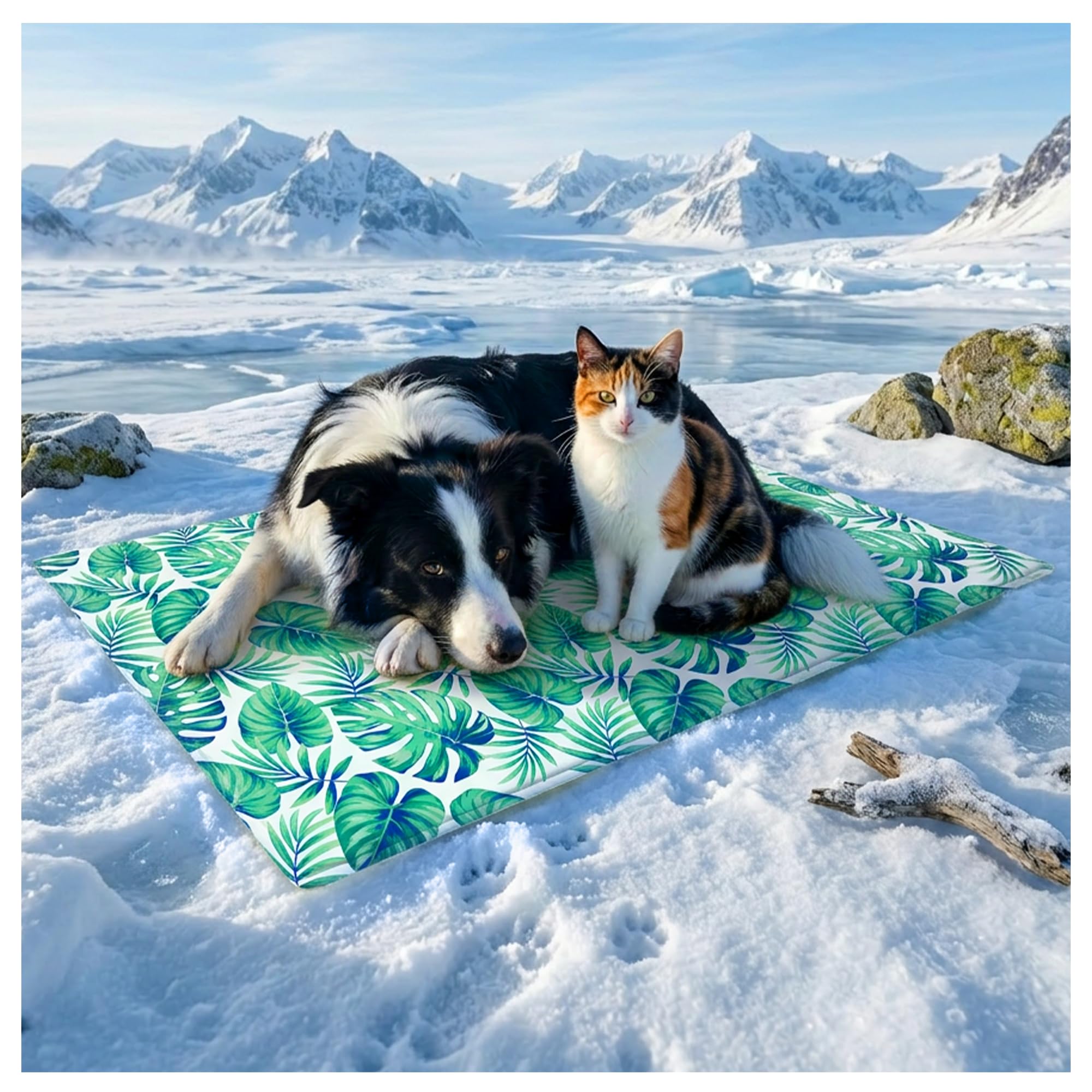 furrybaby Dog Cooling Mat for Large Dogs, Pet Cooling Mat with Self-Cooling Dog Pad, No Need to Refrigerate or Freeze, Apply Indoors Outdoors Car(Leaf 120x80cm)