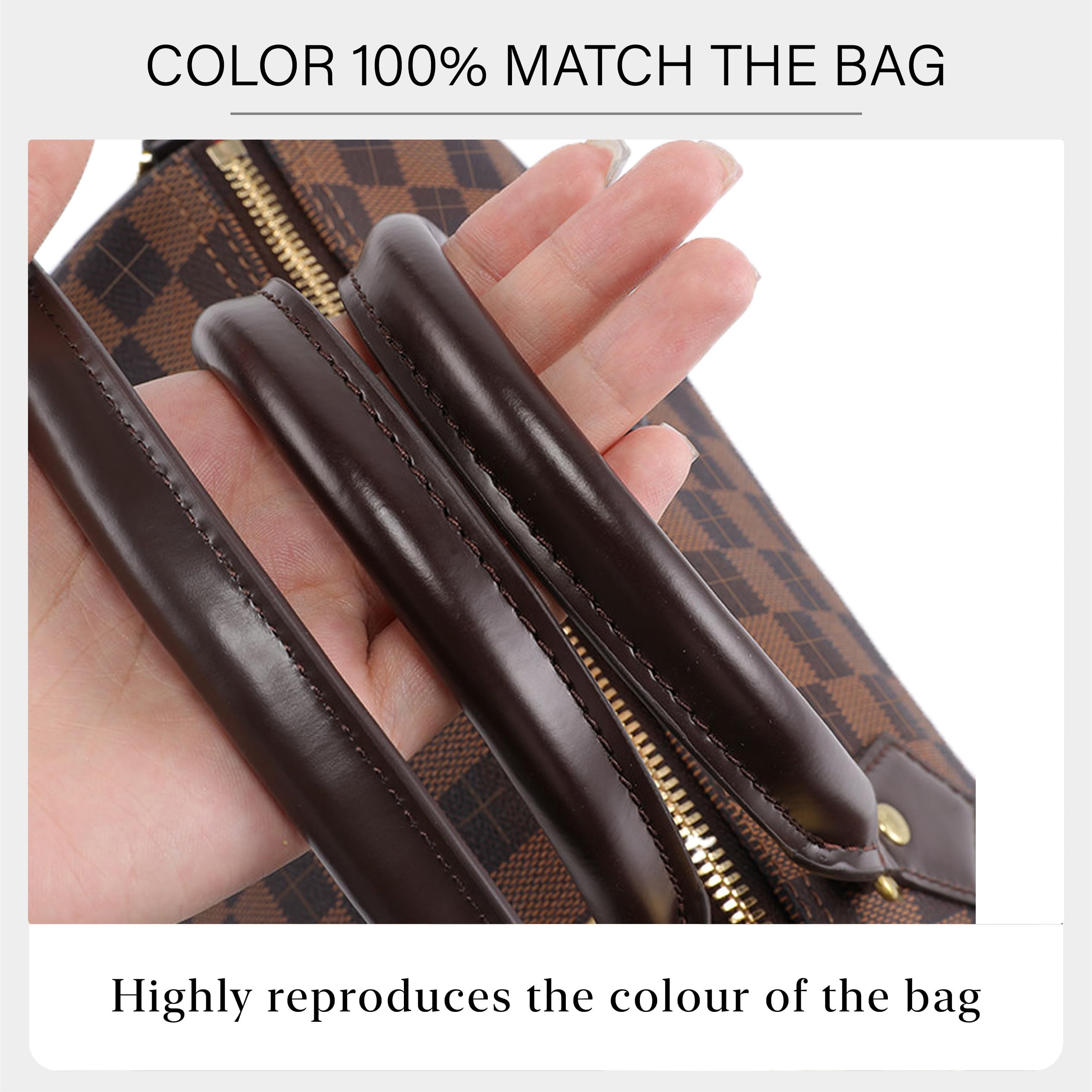 Vachetta gerollter Schultergurt aus Leder für Speedy, weiches Rindsleder, Ersatz für Lv Graceful Damier Speedy Bag, B: 1,8 cm, L: 70 cm, Braun