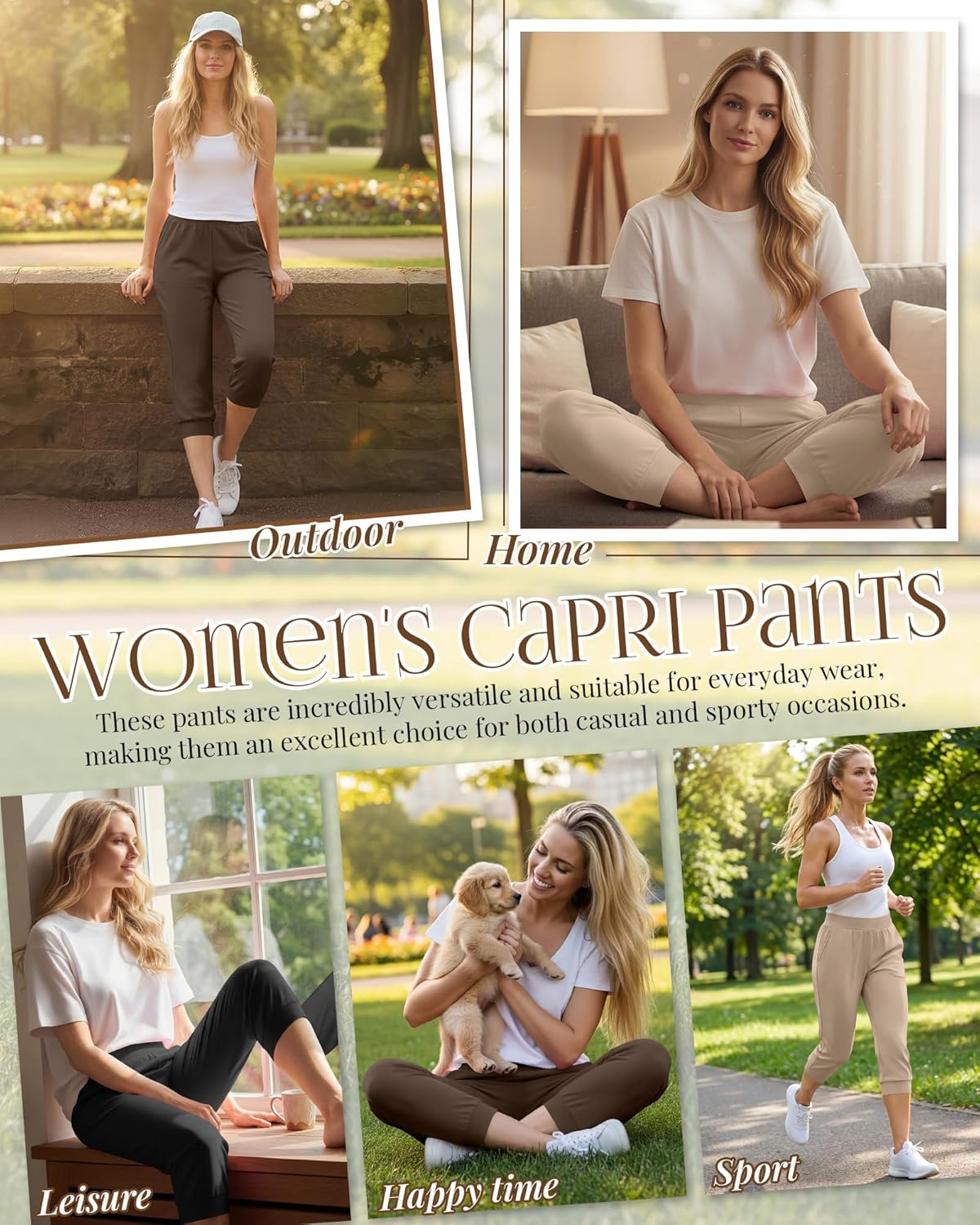3 Pack Women's Capri Joggers High Waisted Workout Cropped Sweatpants Athletic Running Capri Pants with Pockets