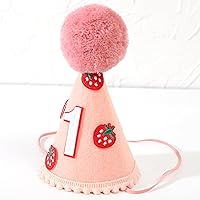 Vista 7 de Corona de fresa para primer cumpleaños - Decoración de sombrero de fieltro para niñas