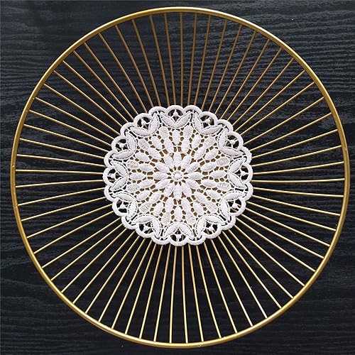 Miniatura 4 de TINWIN Manteles individuales redondos de encaje blanco Doily Lace Place Doilies bordado Lace Flower Mat Jarrón Copa-6 (6 pulgadas 6 piezas)