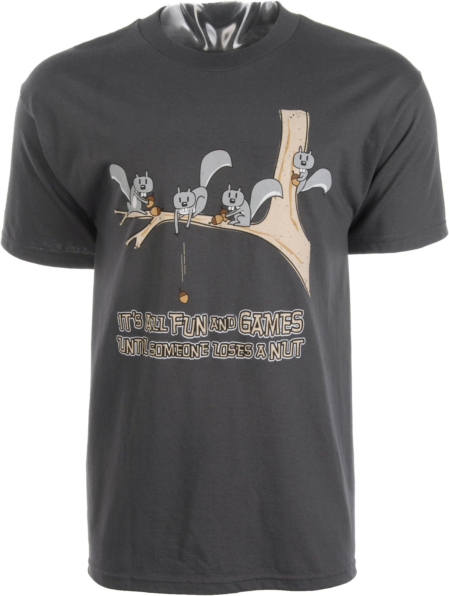 Ink Inc Mens Squirrel Loses A Nut T-Shirt-Large Charcoal Grey