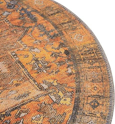 Miniatura 7 de Rugs.com Timeless Collection - Alfombra redonda de tejido plano amarillo de 3 pies 6 pulgadas x 3 pies 6 pulgadas perfecta para cocinas y comedores