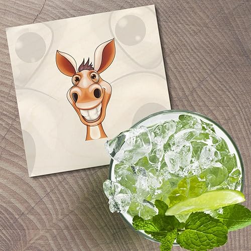 Miniatura 2 de Funny Donkey Head Mascot Animal Square Wooden Coaster, Idea, Handmade Gifts, Wood Bottom for Tabletop Protection, Suitable for All Cups, Cool Home