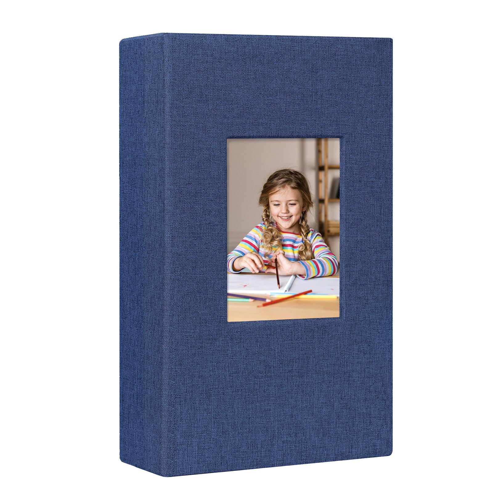 Spbapr Photo Album 4x6 With 300 Pockets,Memory Book Linen Cover,Slip-in Picture Albums,Photo Book For Wedding,Family,Baby,Vacation,Anniversare（Blue）