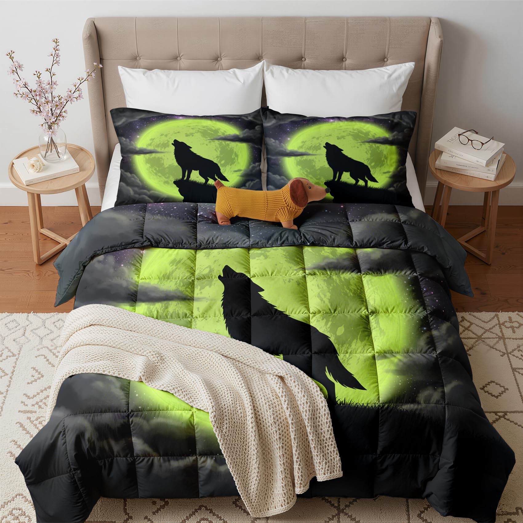 GEDAEUBA Howling Wolf Coverless Duvet Single 10.5 Tog