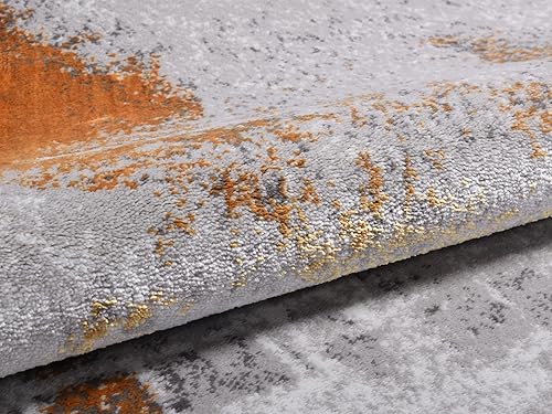 Miniatura 3 de Alfombra abstracta moderna, grisdorada, alfombra de área interior con respaldo de yute, alfombra antideslizante para sala de estar, dormitorio,