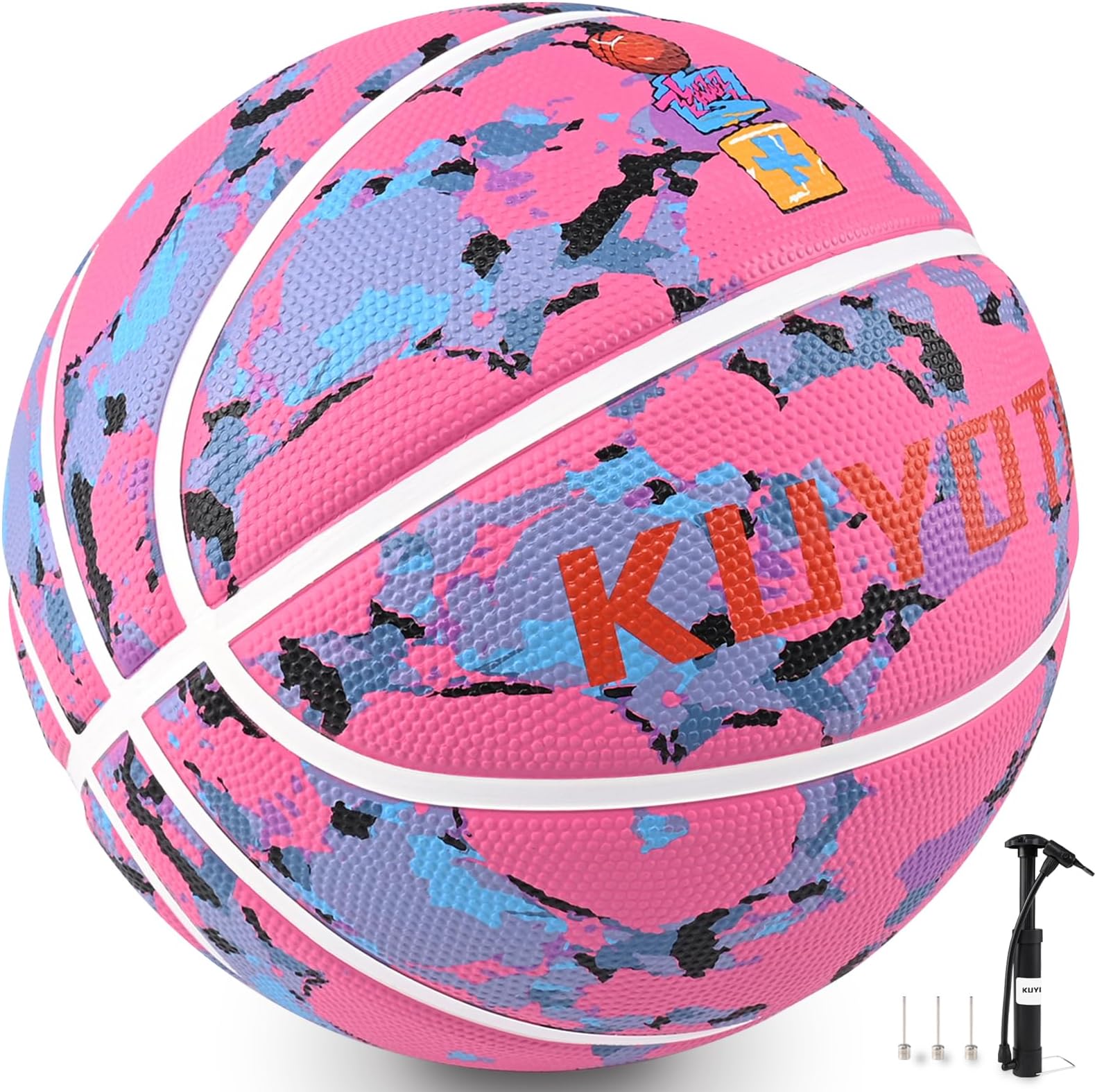 KUYOTQ Kids Youth Adult Size 5/6/7 (27.5/28.5/29.5") Basketball Premium Rubber or Composite Leather Basketball Indoor Outdoor Basketball Outdoor for Boys Girls Womens Mens Basketball Gifts (Deflated)