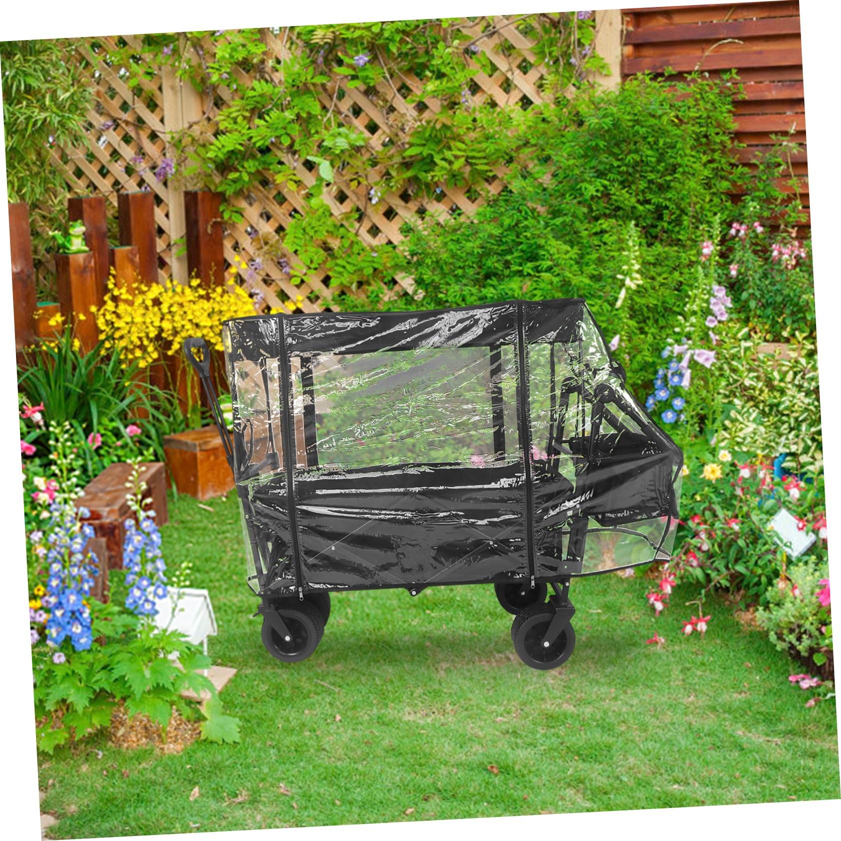 Toyvian Transparenter PVC Regenhülle Regenschutz für Gartenwagen und Handwagen Widerstandsfähig und Schmutzabweisend für Outdoor und Picknick