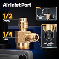 Vista 3 de VIVOHOME Bomba de vacío HVAC de una etapa de 110 V 1/4 HP 3.5CFM y kit de manómetro de colector de CA, motor sin chispas 110 V 1/4 HP 3.5 CFM Bomba