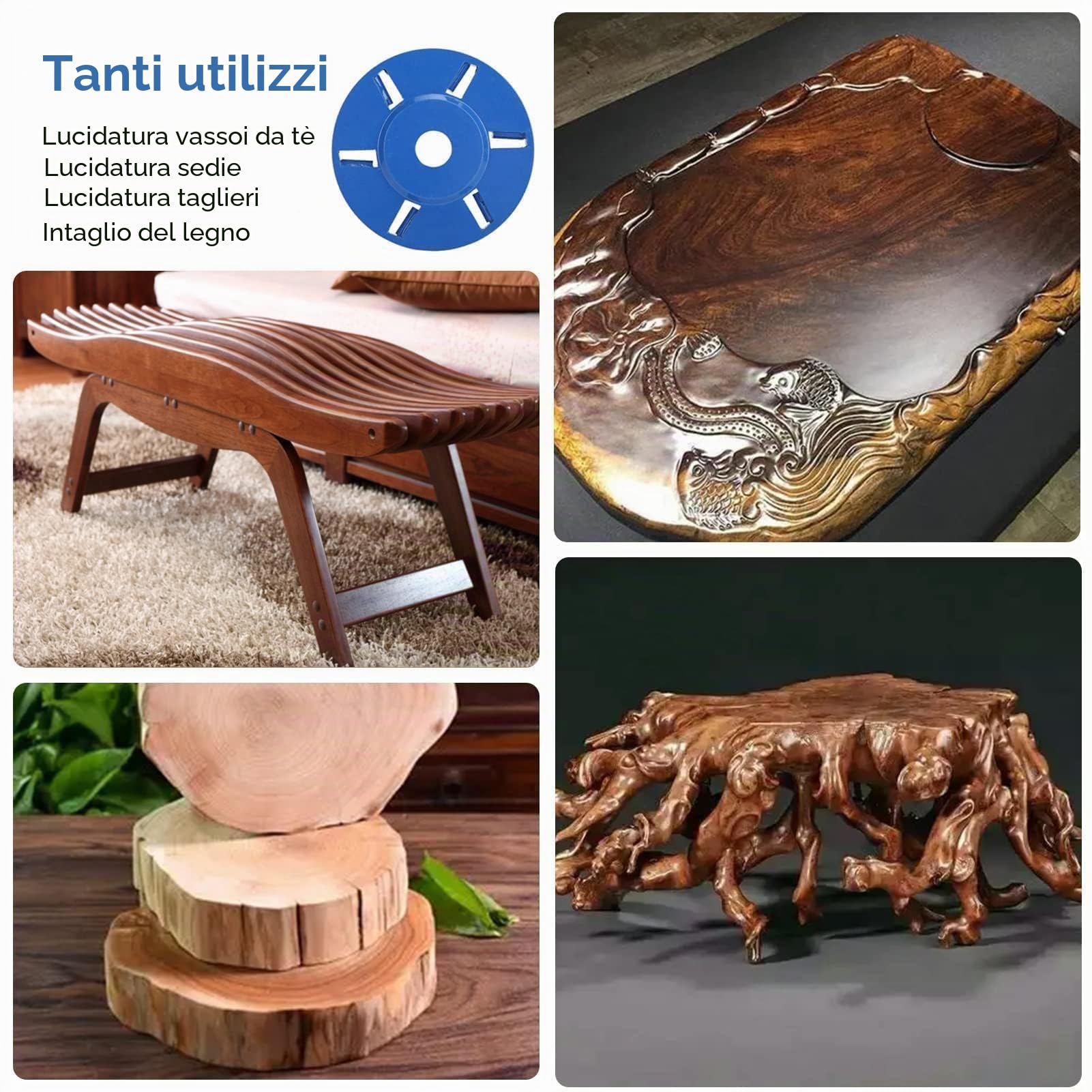 Disco per la lavorazione del legno, Disco per intaglio legno Turbo Curva in 6 denti