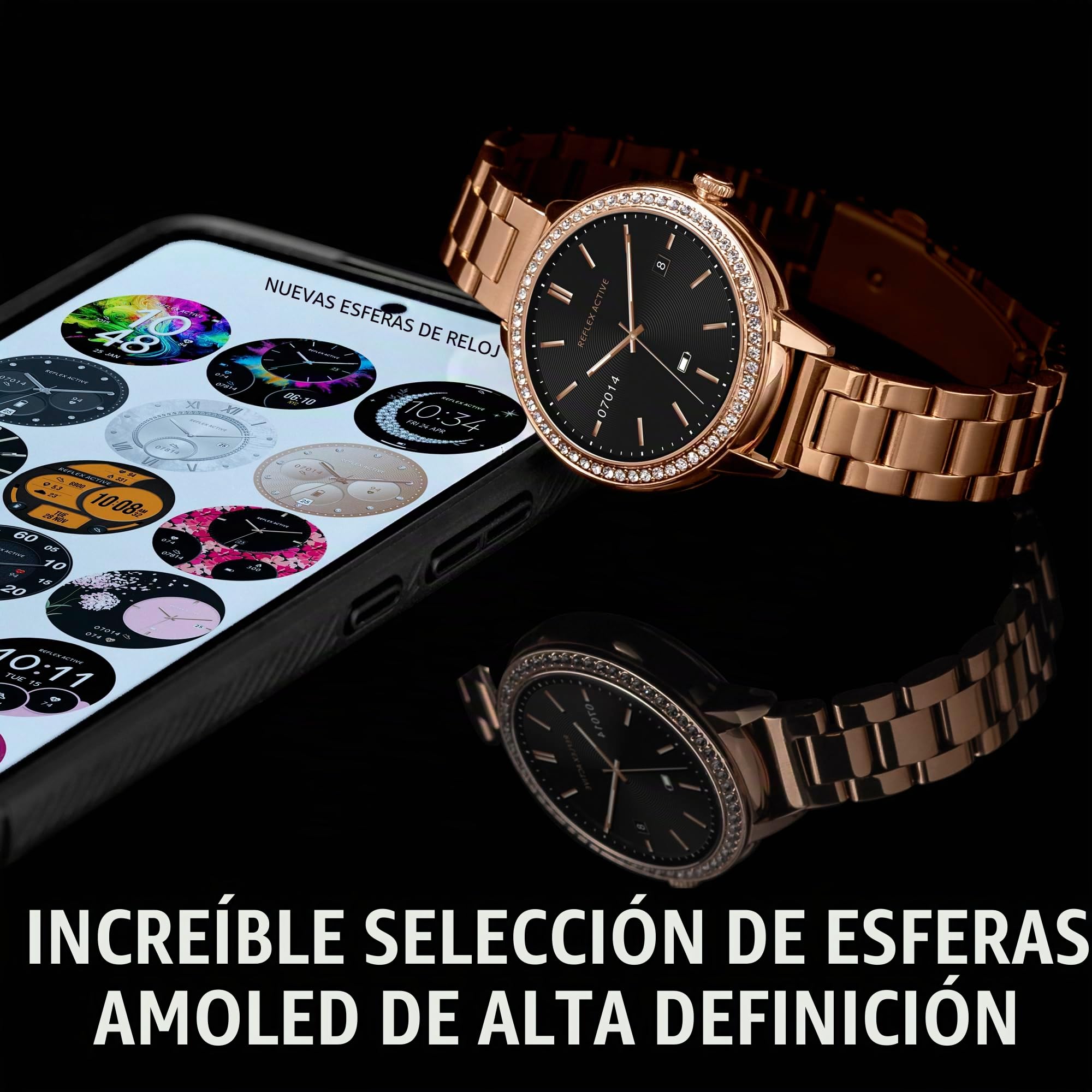 Reflex Active Reloj inteligente Amoled Series 41 para mujer con modos deportivos, frecuencia cardíaca, hacer y contestar llamadas, reproductor de música, GPS, contador de pasos, seguimiento de ciclo y