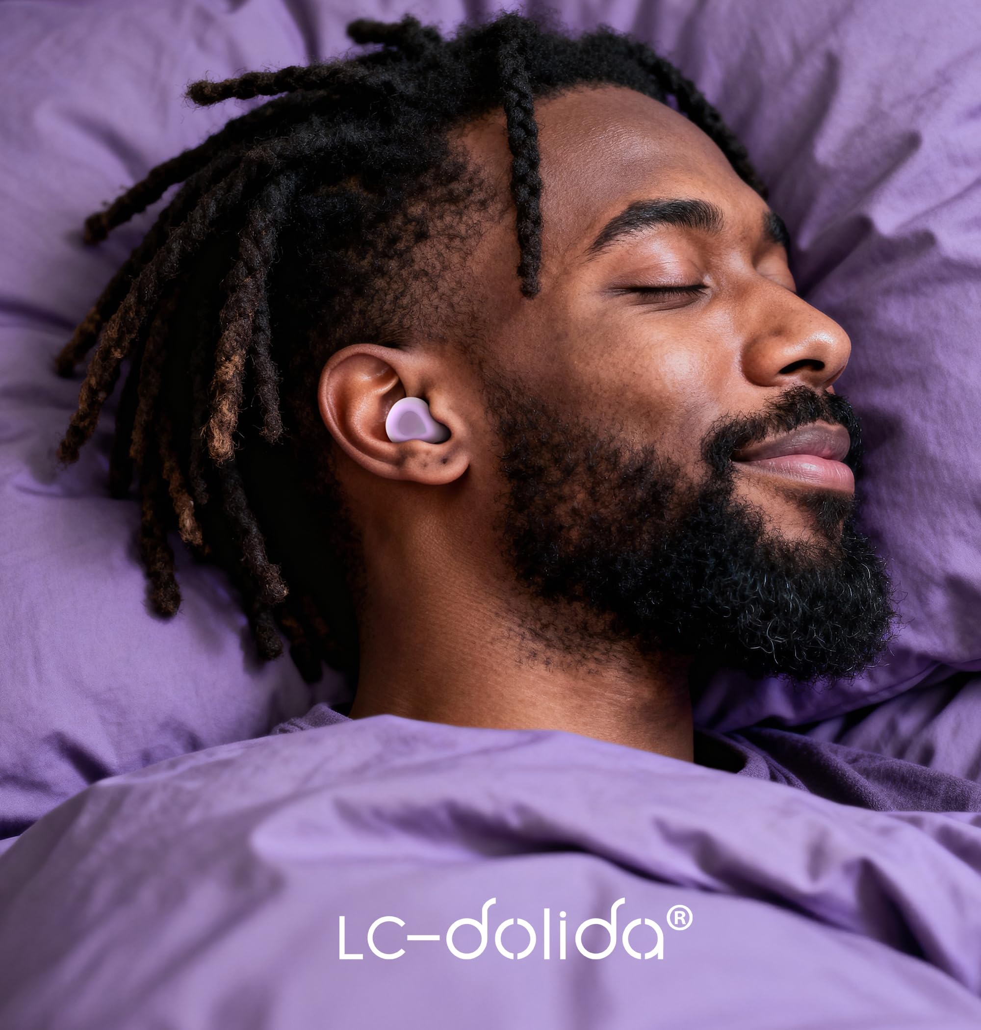 LC-dolida Aura Pro Sleep Earplugs, 38dB Higher Noise Reduction - Ultra-Soft Silicone for Snoring & Noise Blocking, Skin-Safe Custom Fit, Sleek & Reusable for Travel, Office(): Purple
