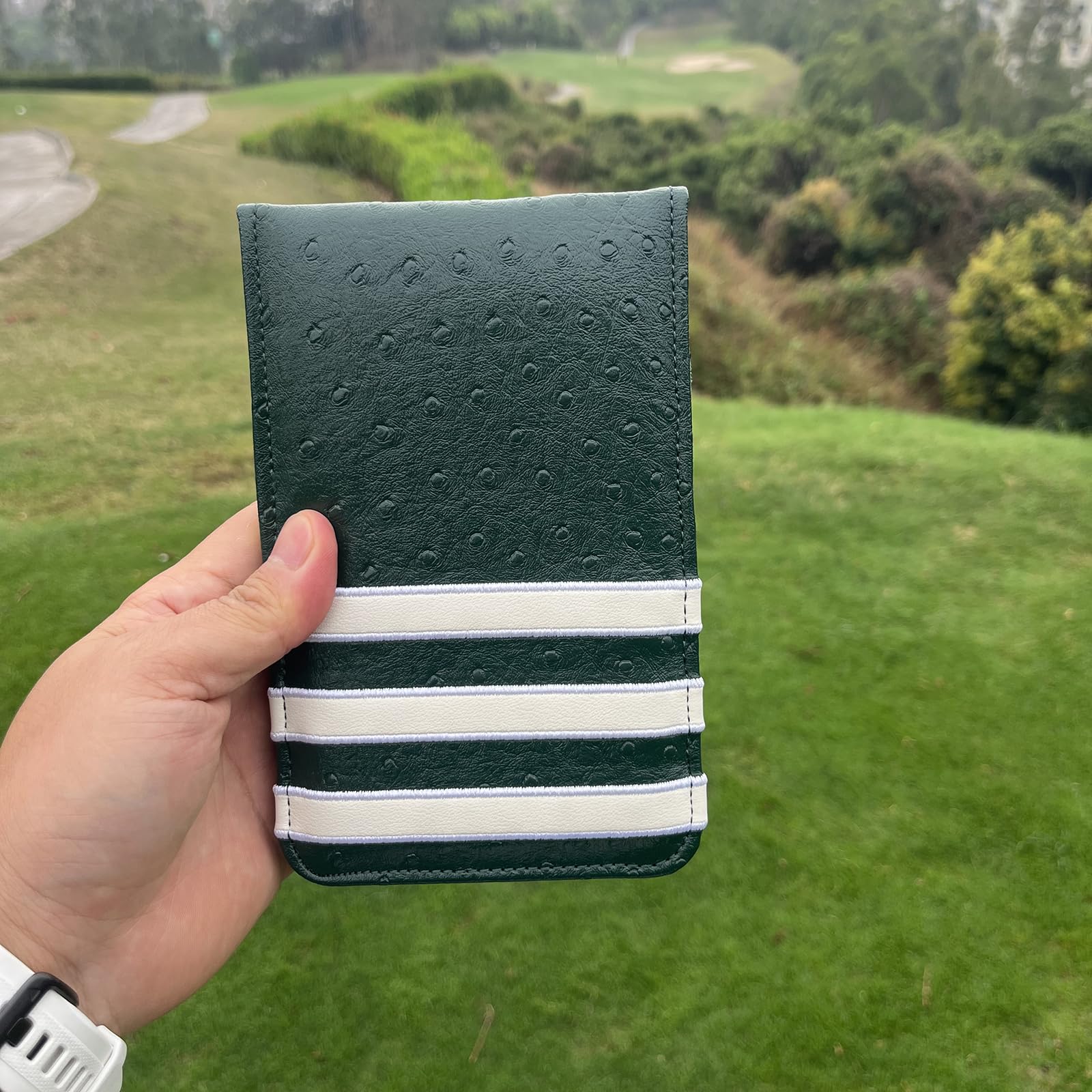 PINKTEE Soporte para tarjetas de puntuación de golf funda de piel de lujo protector de bolsillo