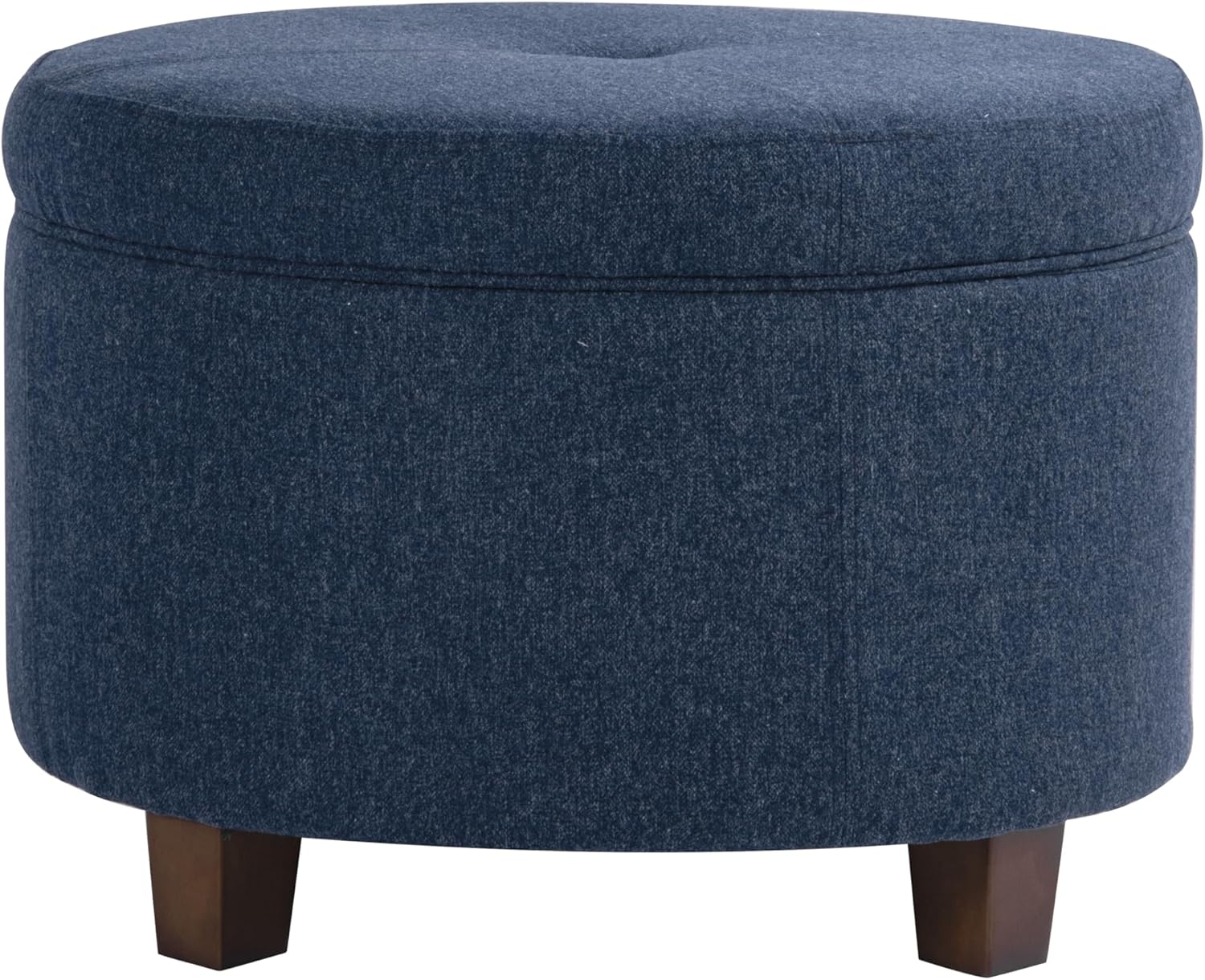 HomePop Large Round Storage Ottoman – Blue Woven Fabric HomePop Large Round Storage Ottoman – Blue Woven Fabric