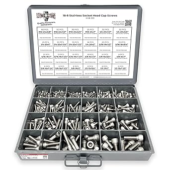 Inch 18-8 Stainless Steel Allen Socket Head Cap Screws Coarse Bolts Assortment - 453 PCS