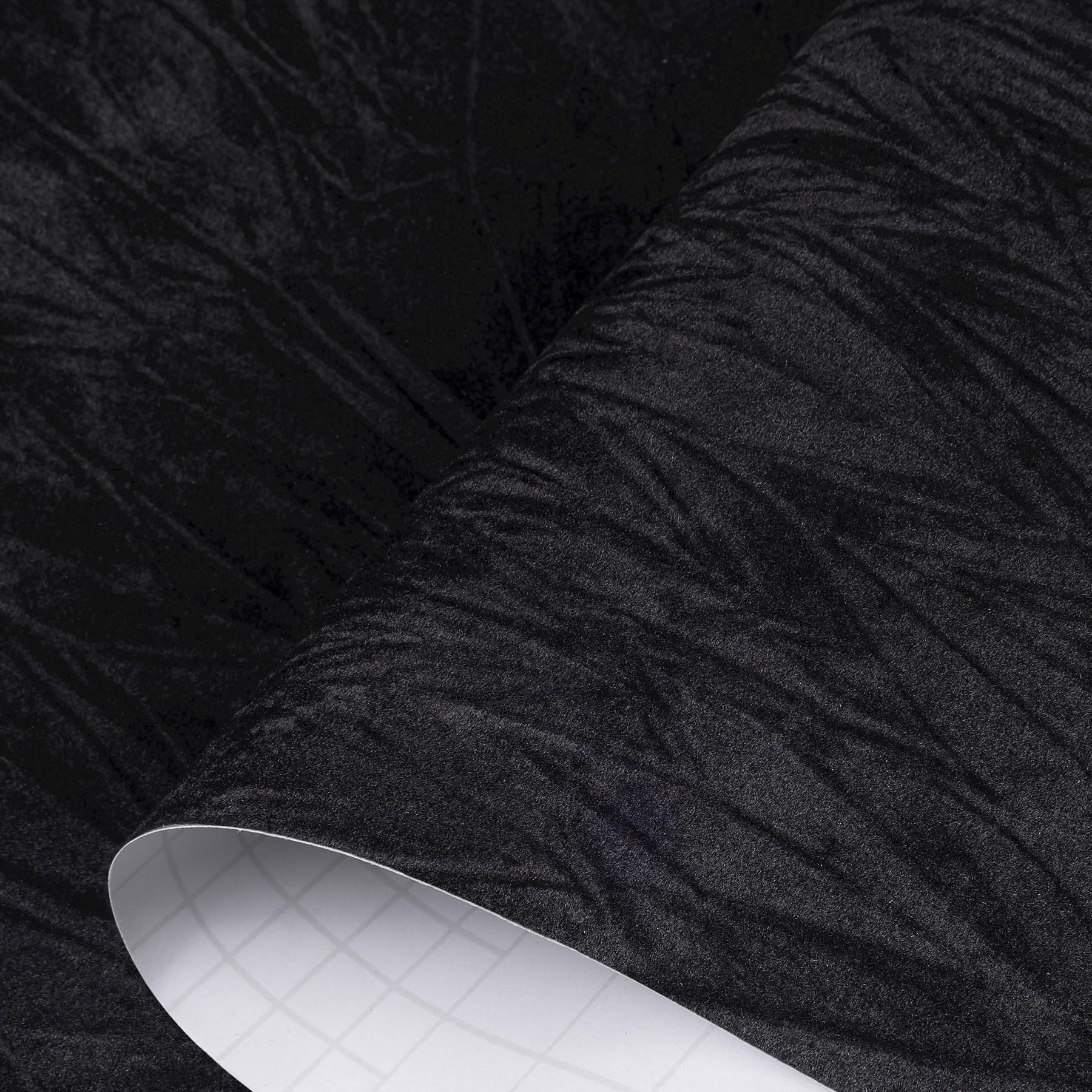 Decotalk 2ft X 10ft Black Adhesive Velvet Fabric Velvet Peel and Stick Wallpaper Black Felt Contact Paper for Shelf Lining Drawer Liner Solid Color