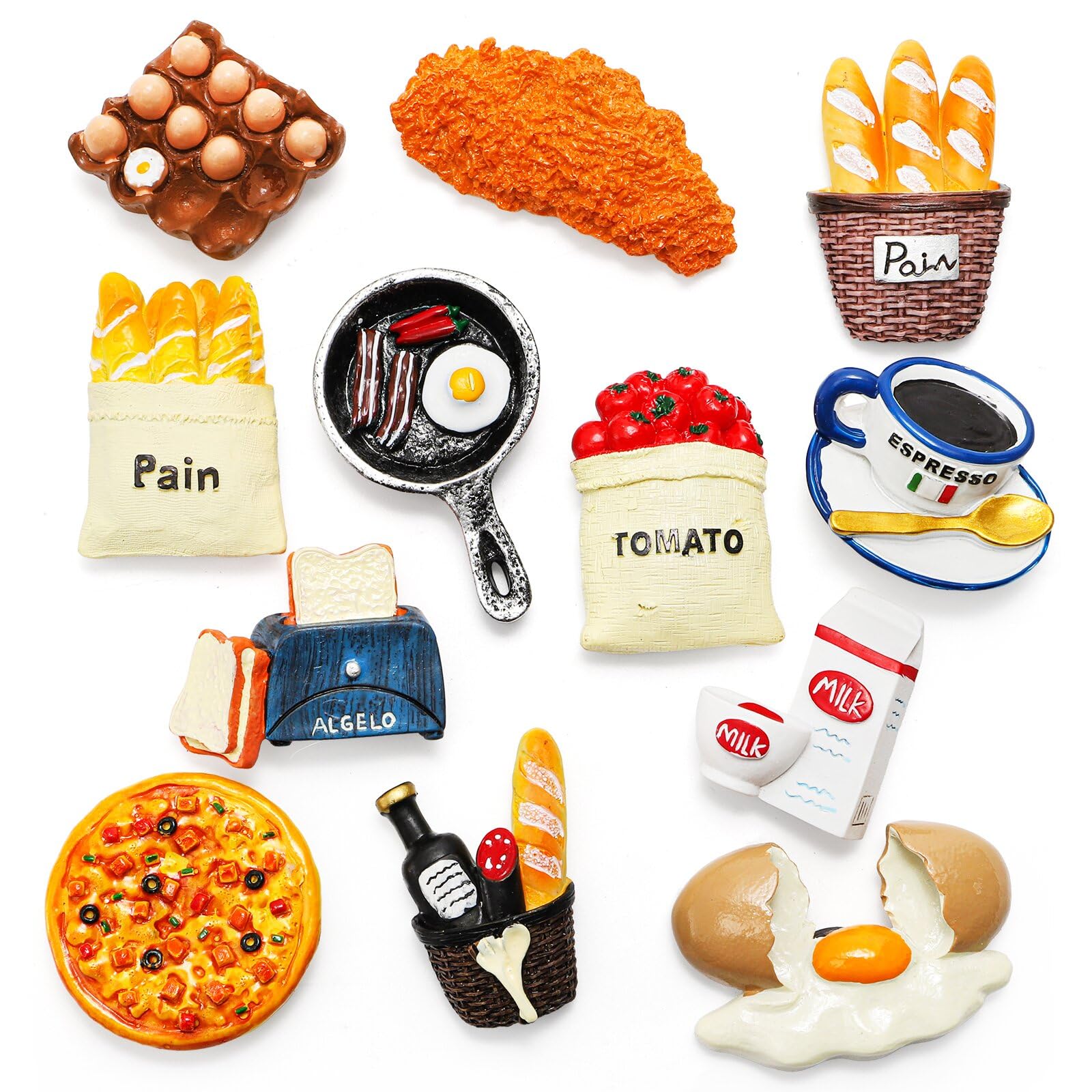 Lyellfe 12 Pack Food Fridge Magnets, Cute 3D Food Magnet for Refrigerator, Strong-adhensive Funny Kitchen Refrigerator Stickers for Kitchen Decor, Whiteboard, Map, Cabinets