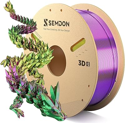 22 – SEMDON Tri-Colors Silk PLA Filament 1.75mm, Christmas Gifts 3D Rainbow PLA Filament ±0.02mm, High Speed Printing Metal 3D Printer Filament f…