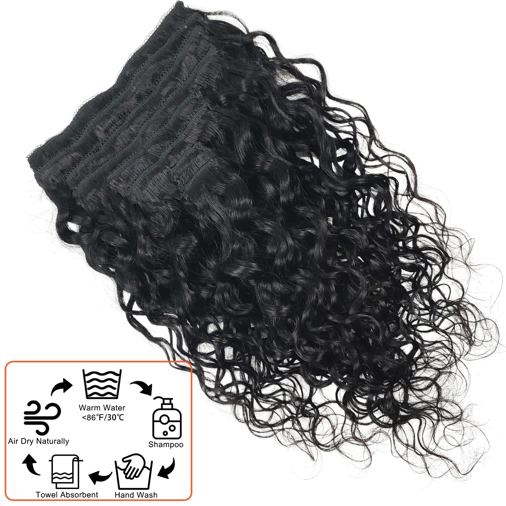 Doren Deep Curly Clip In Echthaarverlängerungen für Frauen 8Pcs 20Clips 120g brasilianische Virgin Remy Wasser gewelltes Haar natürliche Farbe
