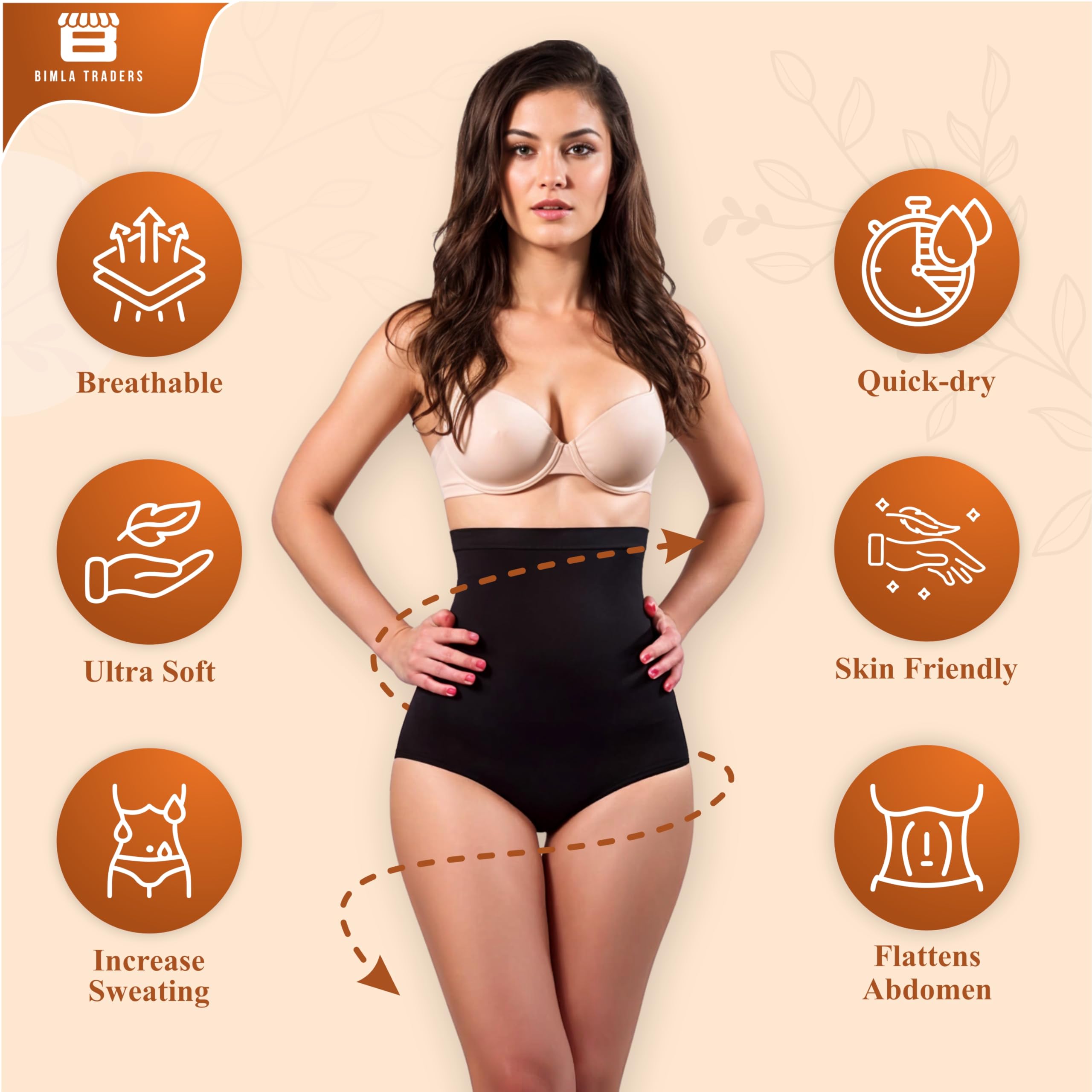 Btag High-Waist Tummy Tucker Shapewear for Women | Seamless Body Shaper | Invisible Under Dresses | Slimming Control Panty (Black_XL) - Image 5 thumbnail