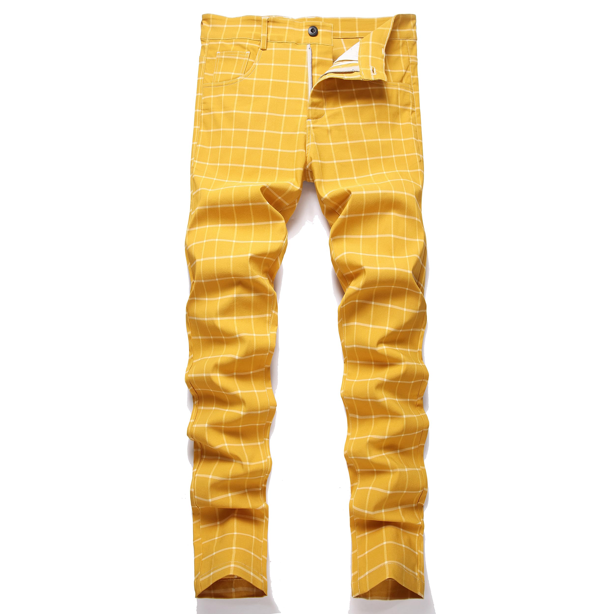 Plaid Pants for Men Slim Fit Dress Skinny Chinos Pants