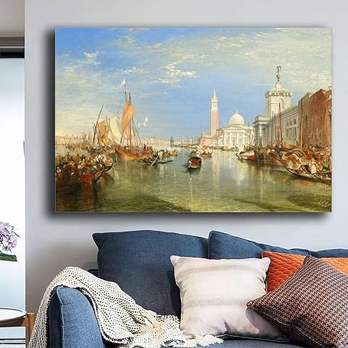 Miniatura 2 de MEIXI MOBILE Lienzo impreso para pared, diseño de William Turner, Venecia, la Dogana y San Giorgio Maggiore (1834) J para dormitorio, cocina, Imagen