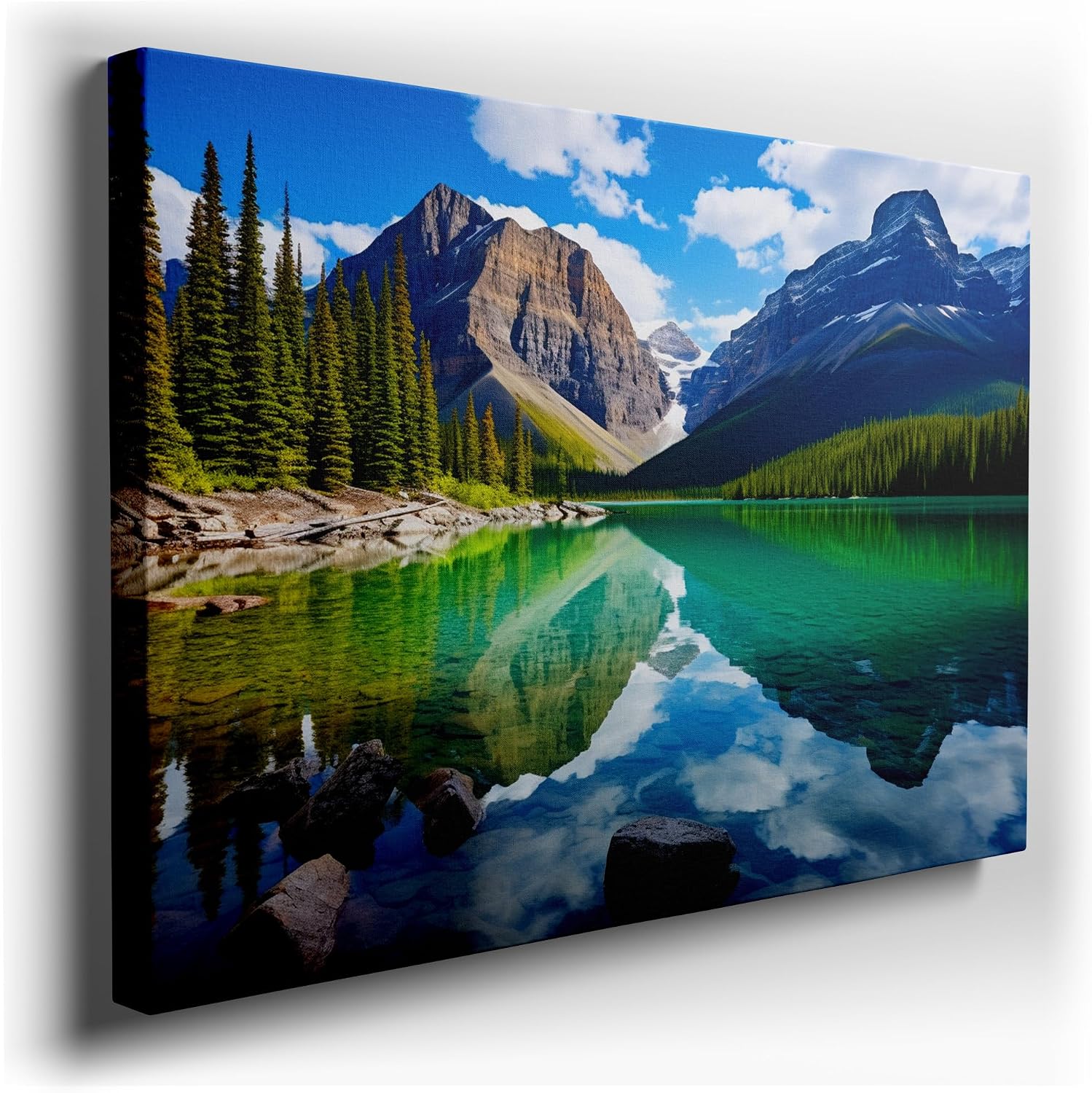 Canvas for Living room. Whispers of Serenity: A Portrait of Nature's Calm in Turquoise and Evergreen, 27 x 18 inch Canvas Wall Art - Contemporary Masterpieces - Modern Home Decor