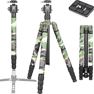 INNOREL RT85CG Carbon Fiber Tripod 184cm Professional 2-in-1 Travel Tripod & Ballhead Kit Monopod Max Load 25kg Max Tube 32mm Heavy Duty Camera Support with Center Column N44 Ball Head(RT85CG+N44)