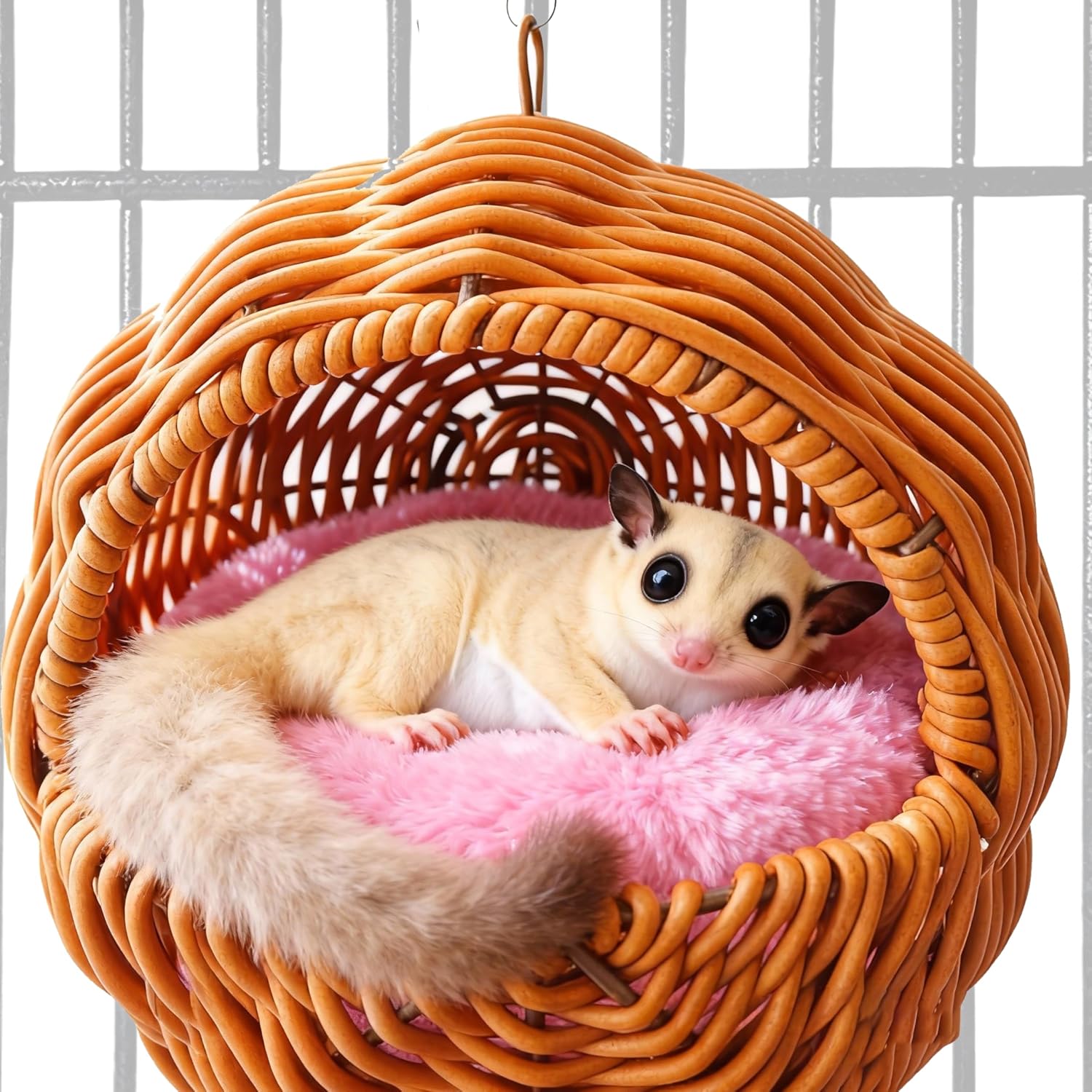 Squirrel Hammock Sugar Glider Nest - Soft Squirrel Bed Nest, Cage Accessories, Accessories for Sugar Glider Cage, Small Animal Hanging Habitat Hammock image 5