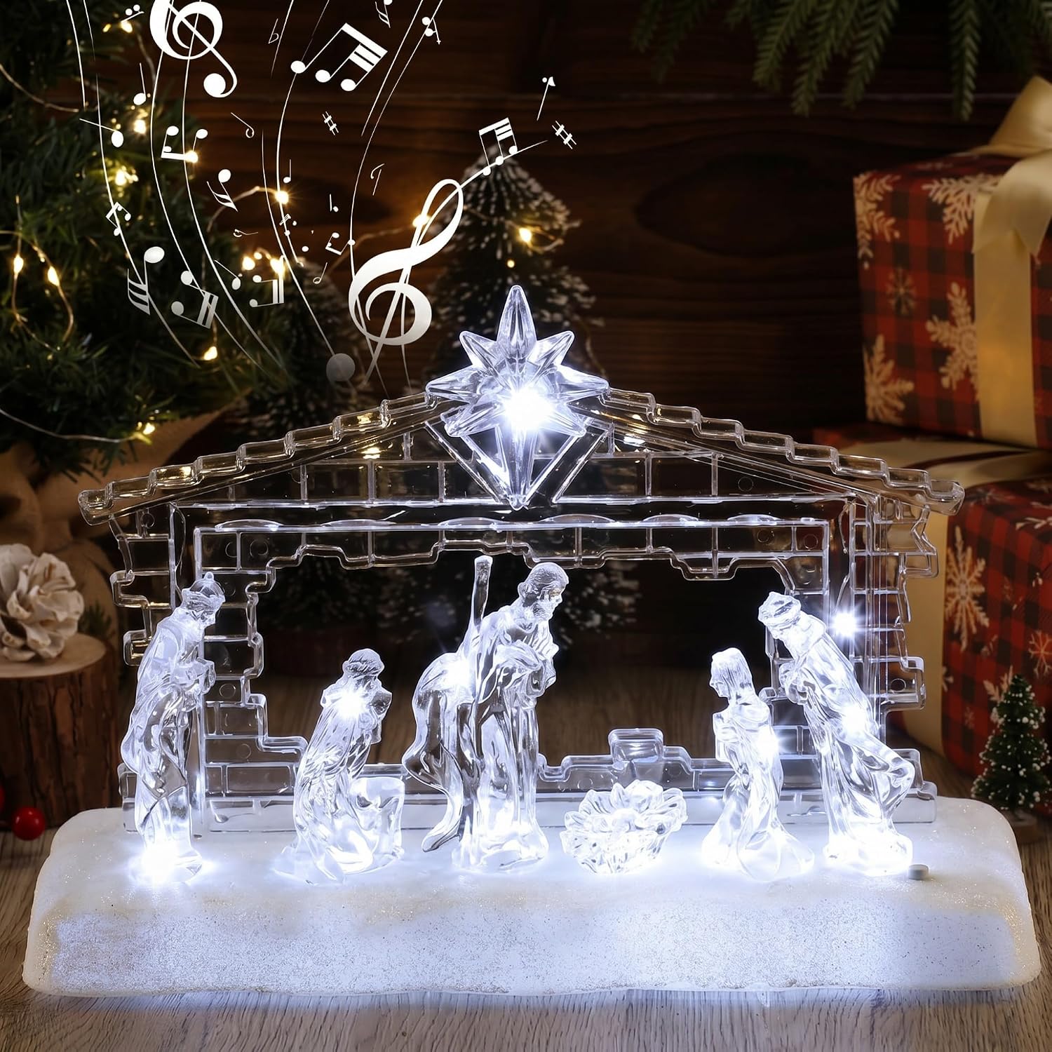MiniInflat 14 Inch Christmas Decorations LED Musical Nativity Scene Set