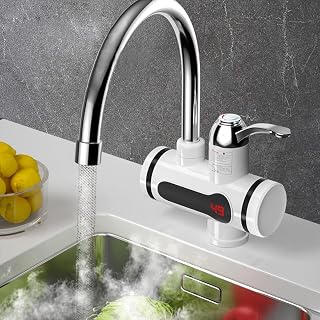DHEFU Instant Electric Water Heater Faucet (3000W), Tankless Hot Water Tap for Kitchen & Bathroom, Energy-Efficient with Adjustable Temperature Control, LED Display, & 360° Rotating Sprayer