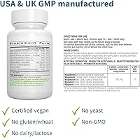 Vista 5 de Super B-Complex 180 comprimidos + Complejo Triple Magnesio 180 Tabletas Paquete Vegano, Complejo B de Liberación Sostenida Metilado + Glicinato