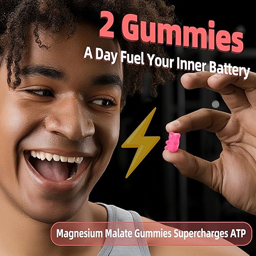 Miniatura 7 de Gomitas de malato de magnesio de 1000 mg  Malato de magnesio con L-teanina, CoQ10 y vitamina B6  Alivio del estrés de alta potencia y apoyo muscular