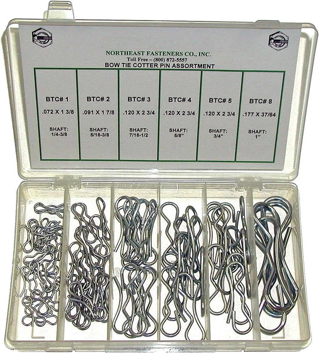 NEF Cotter Pin Assortment, Bow Tie, 80 Pieces with Plastic Organizer