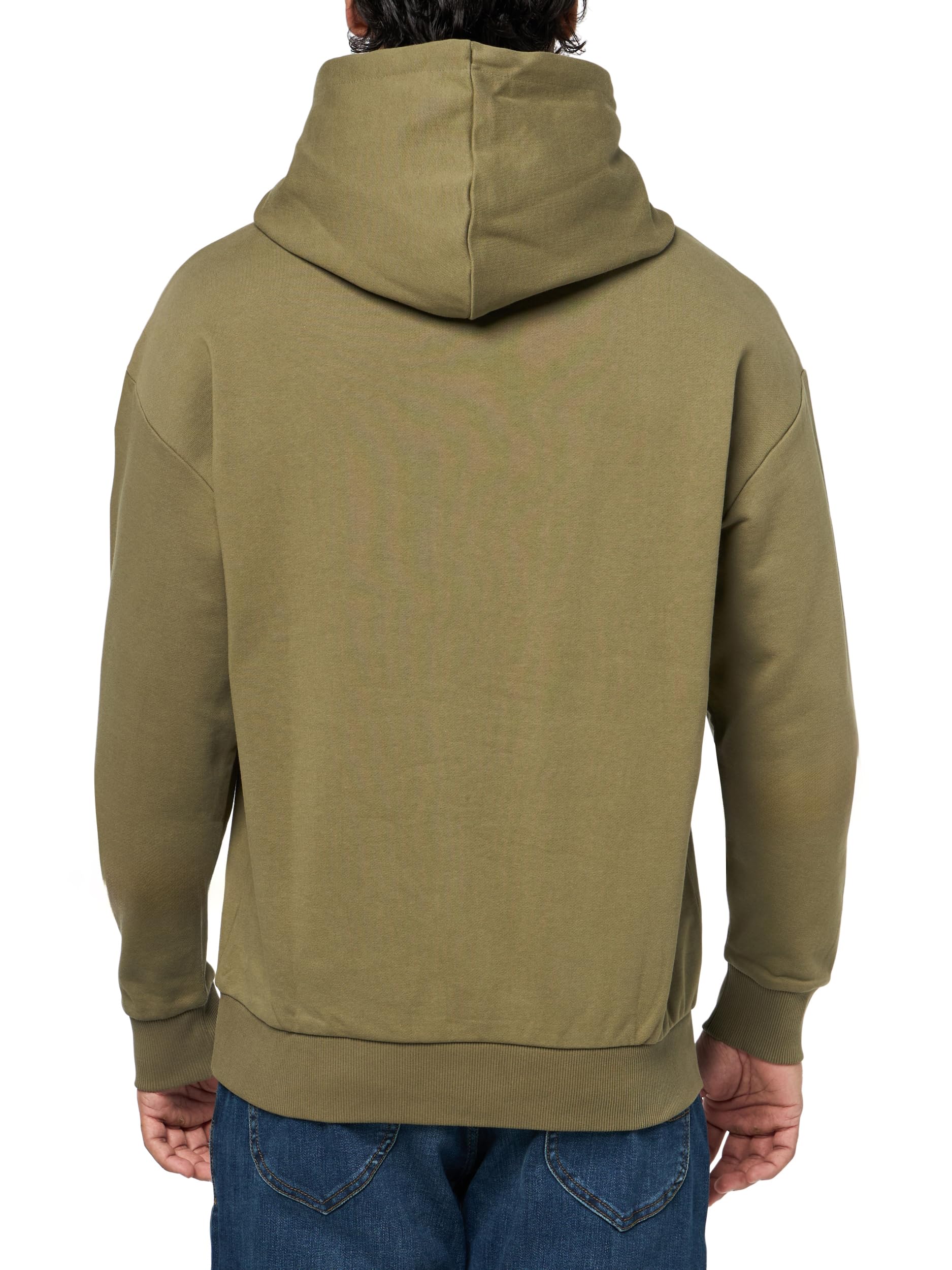 HUGO mens Twill French Terry Logo Patch Hooded Sweatshirt
