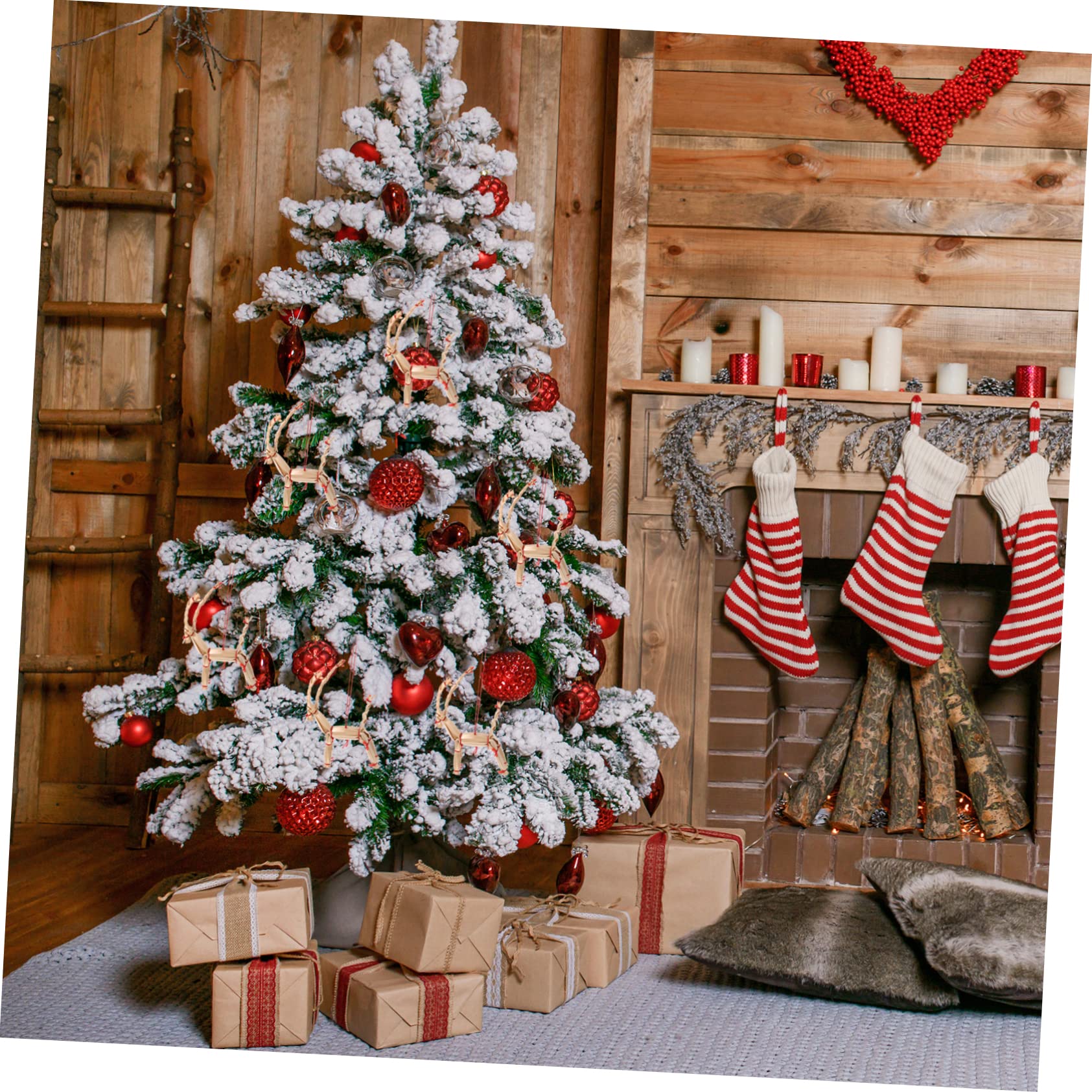 IMIKEYA 40 Stück Weihnachts Strohdekorationen Schneeflocken Ornamente Große Stroh Weihnachtsdekorationen Weihnachtsbaum Anhänger Weihnachten Christbaumkugeln Kugeln Weihnachts
