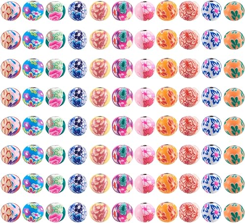 Miniatura 123 de Craftdady 200 cuentas sueltas de arcilla polimérica Plumeria Flower Spacer de 0.472 x 0.315 in, colores mezclados al azar, 5 pétalos, cuentas Flores