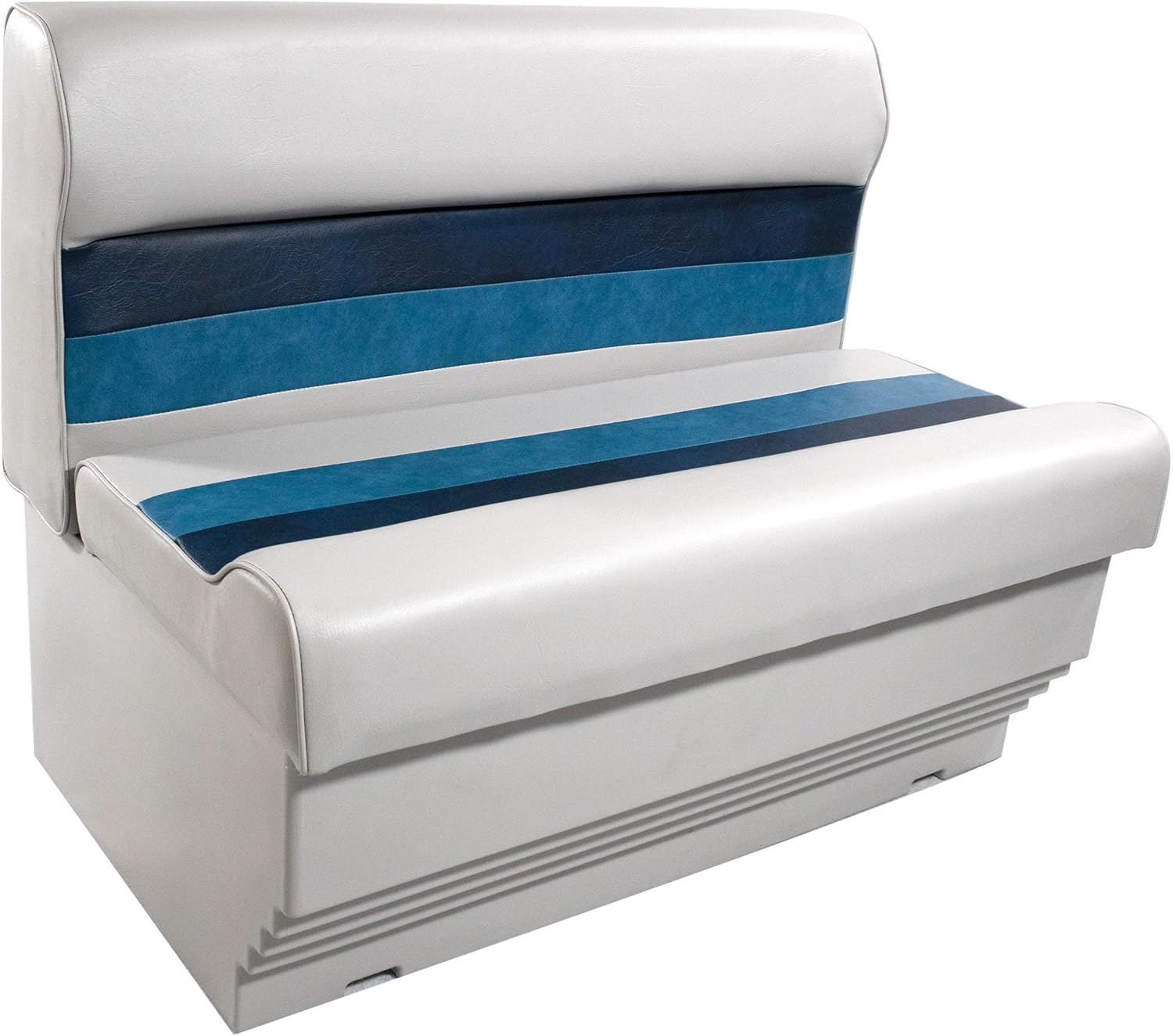Premium Series 37" Pontoon Bench Seat Cushion Set 3001-AADK White/Navy/Blue (Base sold Separate 3010-AA)