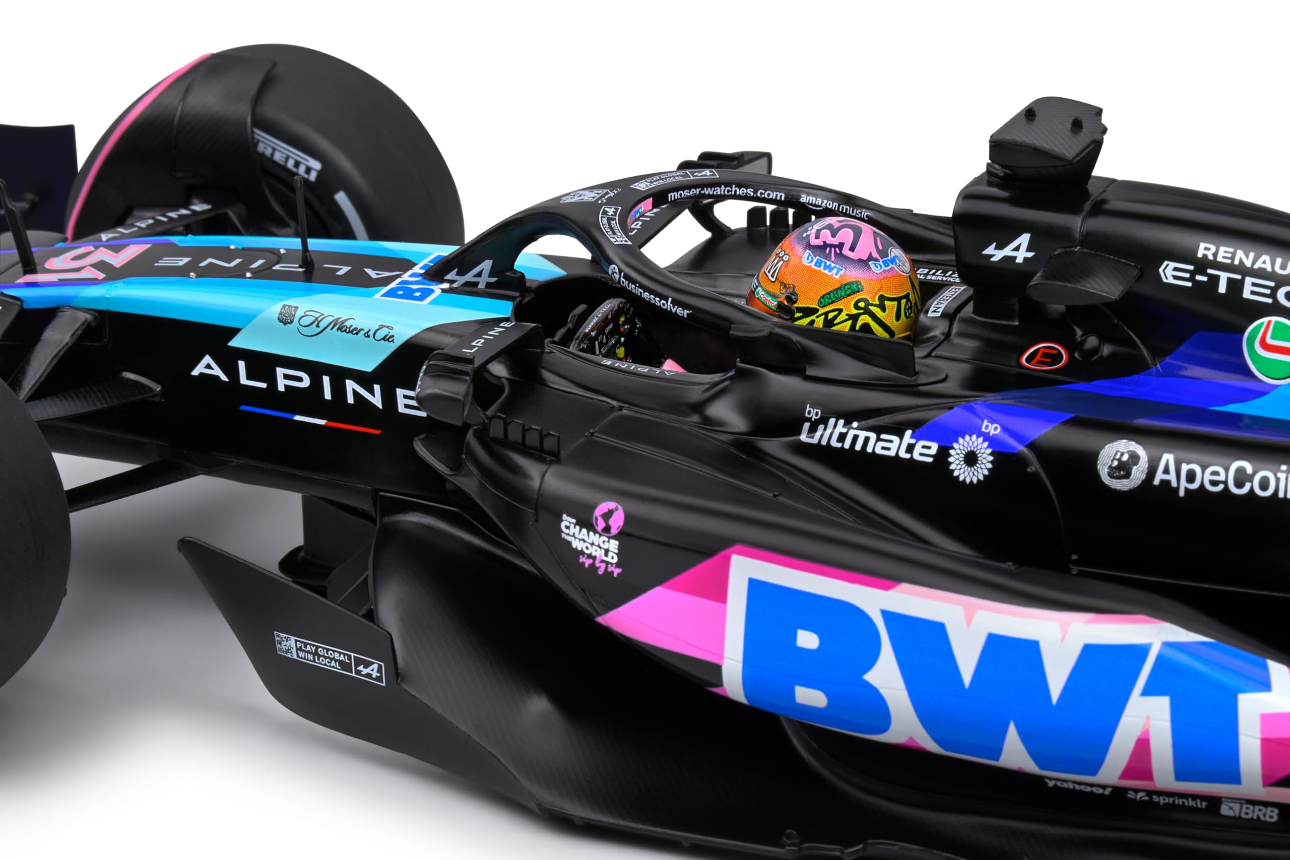 Ferrari 1/18 Voiture Miniature Alpine F1 Team A524 - Échelle 1:18, Bleue, Pilote E. Ocon - GP De Miami 2024 Modèle Réduit F1 Collection