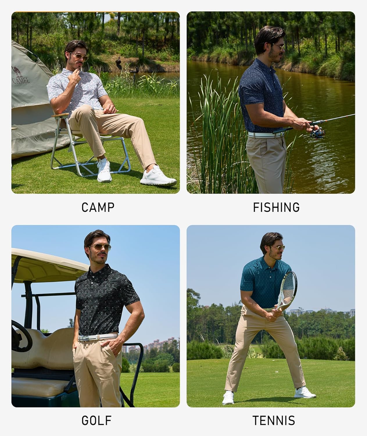 ZITY 5 Pack Mens Golf Shirt Short Sleeve UPF 50+ Moisture Wicking Performance Print Patterns Casual Golf Polo Shirts for Men - Image 2